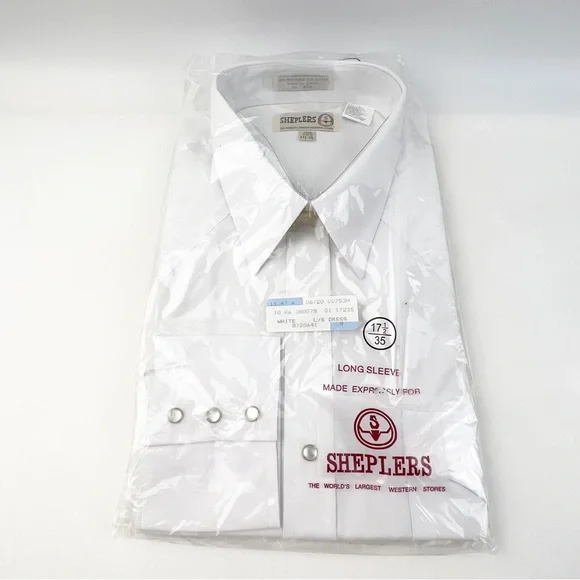 Sheplers Western Store Shirts | Sheplers White Long Sleeve Pearlsnap Men's Western Dress Shirt Nos 17.5 35 | Color: White | Size: 17.5 | Sheplers Western Store Shirts | Sheplers White Long Sleeve Pearlsnap Men's Western Dress Shirt Nos 17.5 35 | Color: White | Size: 17.5 |